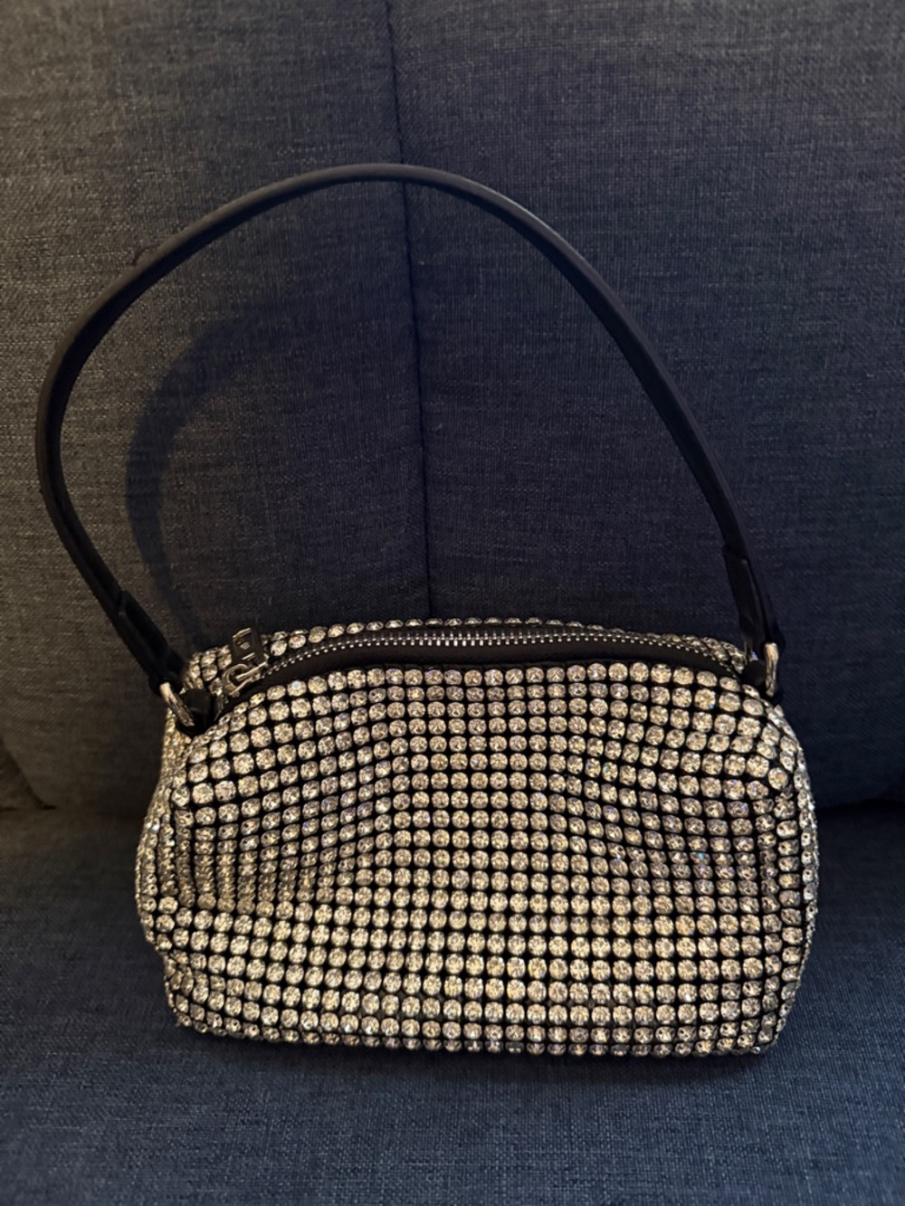 Silver Crystal-Embellished Women's Shoulder Bag